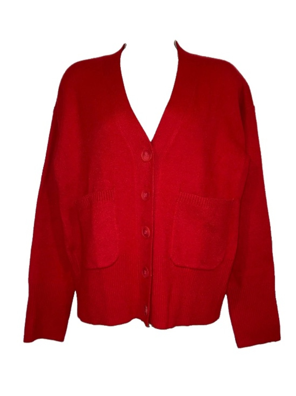 NWT A New Day Red XS Relaxed V Neck Button Knit Layer Sweater Cardigan Everyday